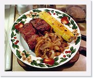 apple-city-ribs * Apple City Ribs - Standard ribs, marinated overnight in an apple bath, then apple dry rub just before cooking. Slow broiled and topped with a tomato zest, then topped with fried onions before serving. * 750 x 610 * (85KB)