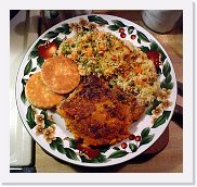 cheops * Pork Chops -  double dipped in egg wash with pancake batter, then crushed Cheetos, served with couscous and buttermilk biscuits. * 750 x 704 * (93KB)