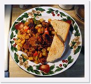 chorizo-hash * Chorizo Hash - Tasty hash made with fried chorizo and sage pork sausage, with homemade whole wheat toast. * 750 x 689 * (89KB)