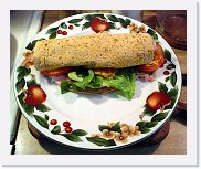 flatbread-wrapped * Flat Bread Wrap - Rolled and ready to eat. Stuffed with deli shaved ham, tomatoes, lettuce, and shredded cheese. Drizzled with french dressing. * 750 x 615 * (74KB)