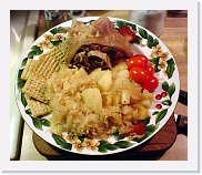 hocks-and-kraut * Hocks and Kraut - Fresh pork hock, slow cooked in sweet kraut. I rinse the store kraut, then add cubed apples and sauce, then simmer in chicken stock for six hours. Meat falls right off the bone that way, and the fat renders into the stock. * 750 x 638 * (86KB)