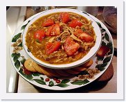 mexican-minestrone * Mexican Minestrone - my own recipe. Basic minestrone mix, with pork sausage and chrorizo with peppers. * 750 x 591 * (75KB)