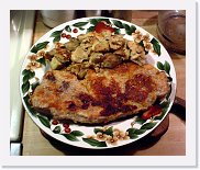 pork-steak-eggplant * Pork Steak - Pan fried in pancake flour and ritz cracker crumbs. The eggplant is floured, then mixed with seasoned croutons, then fried in whipped egg. * 750 x 626 * (73KB)