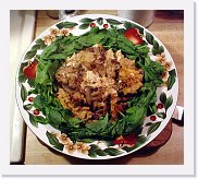 spinach-tofu-(3) * Spinach Tofu - The spinach is mixed into the meal and also just blanced as a side for texture. Brown rice with cashew milk is layered with the tofu and a mixture of pork sausage, mushrooms, and onions. * 750 x 669 * (96KB)